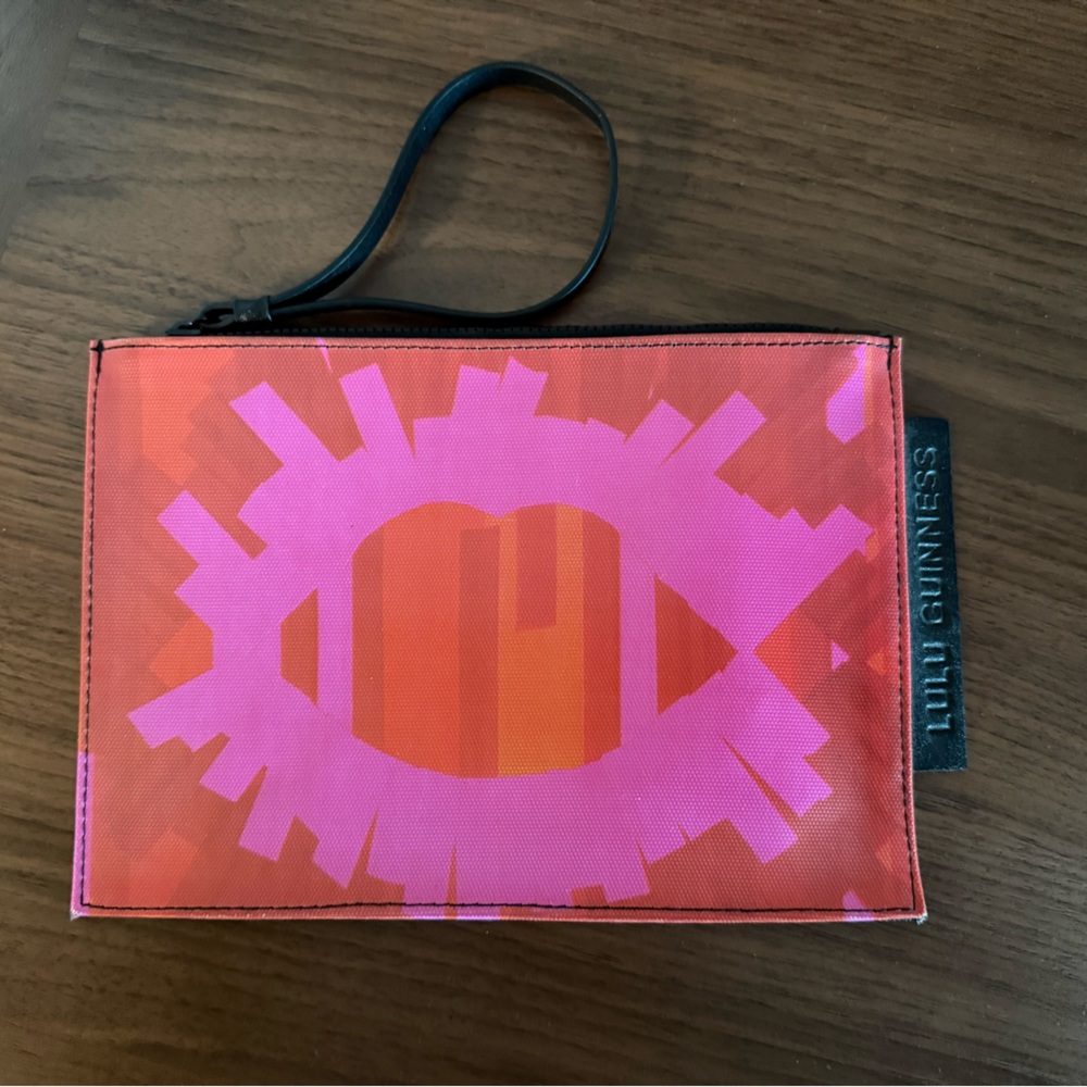 Lulu Guinness Pink, Orange and Black Wristlet